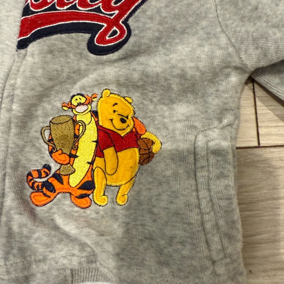 Disney Baby Gray Varsity Hoodie with Winnie the Pooh and Tigger Embroidered - Picture 3 of 4